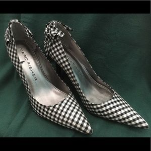 Marc Fisher “Lucas” Black & White Fabric Bow Heels